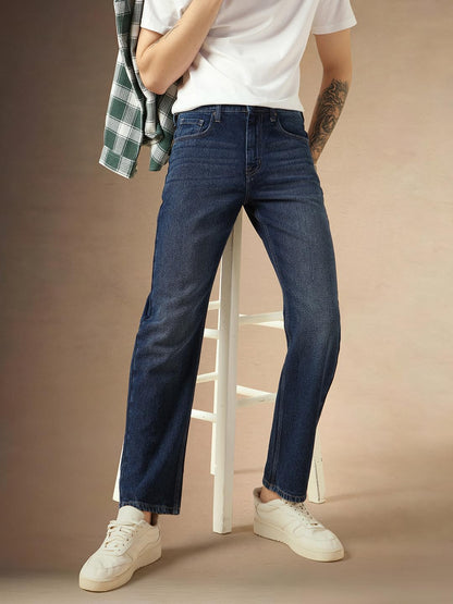 Dennis Lingo Mens Blue Cotton Relaxed Fit Mid-Rise Casual Jeans.