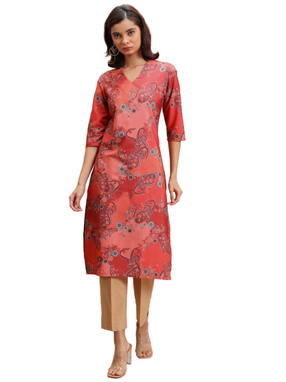 Ketch WomenS Polyester Regular Fit Kurta (Khku000491_Red