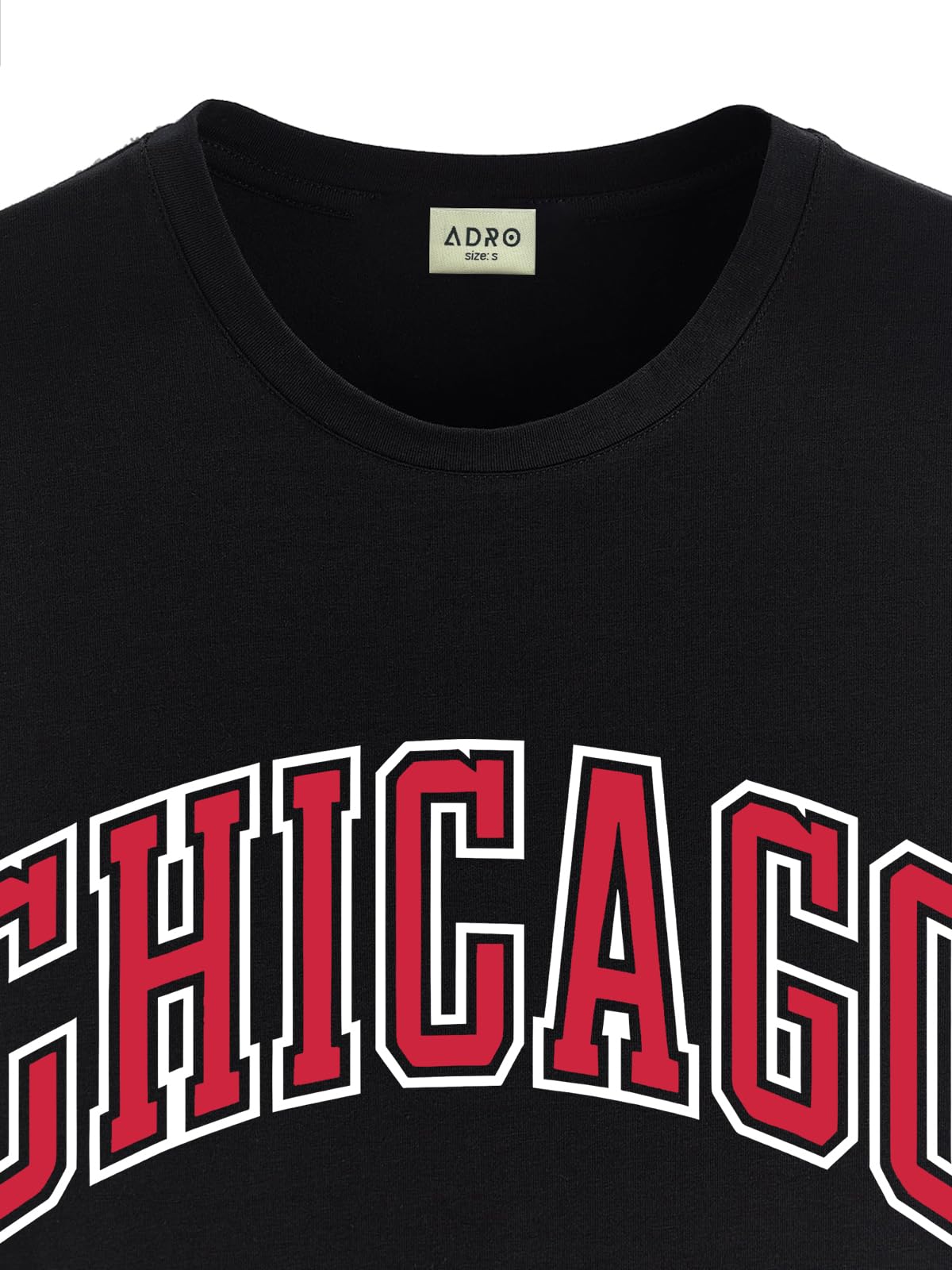 ADRO Mens T Shirt Urban Style Tshirt Printed with Chicago Design Cotton & Eye Catching Print Stylish T-Shirt for Men Black Tshir