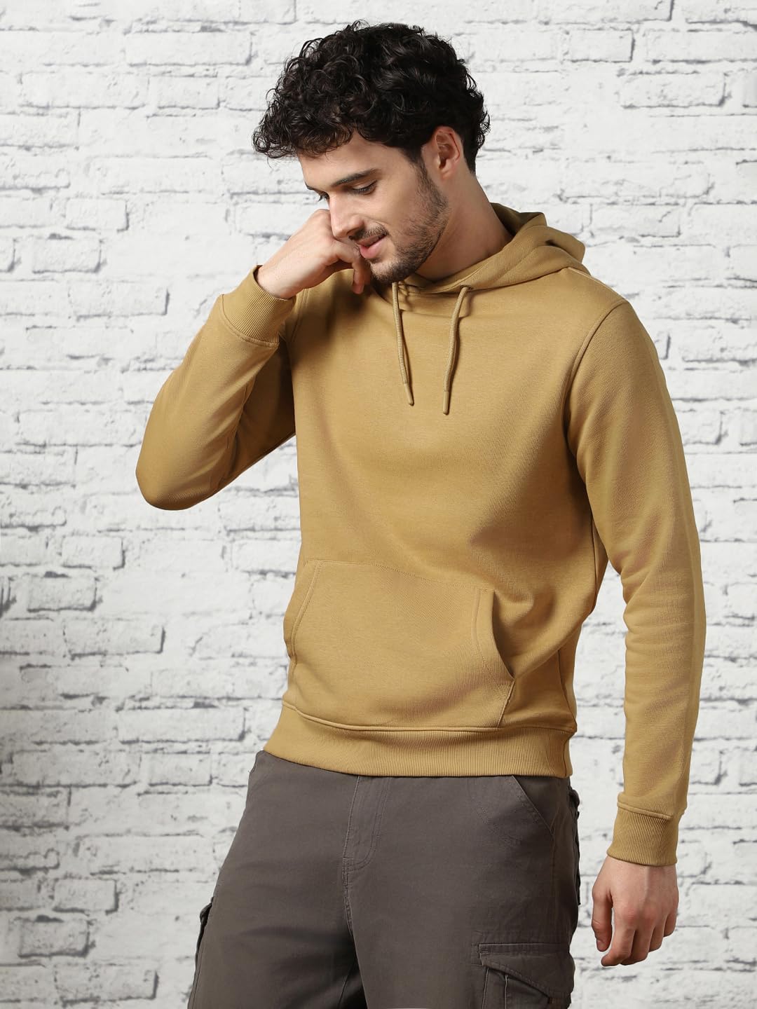 Nobero Elegant Unisex Oat Milk Cotton Solid Plain Hoody Sports Winter Gym Workout Running Travel Trekking Hooded Sweatshirts And