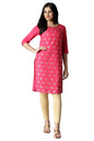 Aurelia WomenS Polyester Pink Floral Round Neck Straight Kurta_22Fea13203-504236_M