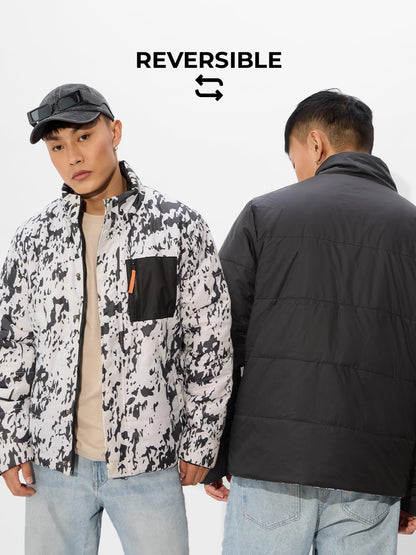 The Souled Store Zebra Women and Girls Winter Reversible Puffer Jackets