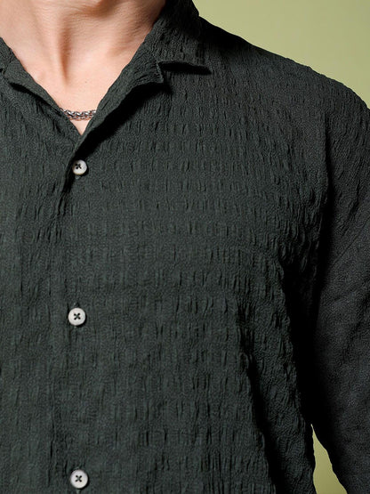 The Indian Garage Co Men Green Self Design Relaxed Fit Casual Shirt