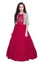 White Button New Jacket Latest Kids Gown for Girls Maxi Dress Rani