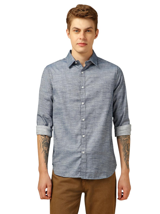 Dennis Lingo Men Slim Fit Cotton Full Sleeves Solid Formal Shirts Light Grey