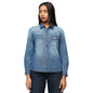 Pepe Jeans WomenS Solid Regular Fit Shirt (Pl304772Ca0_Dark Wash_Mid Indigo Blue