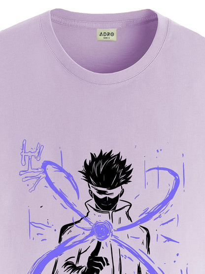 ADRO Mens Anime T Shirt - Premium Cotton Anime Gojo Tshirt - Perfect for Anime Fans Print and Comfortable Fit Purple T-Shirt|RN2