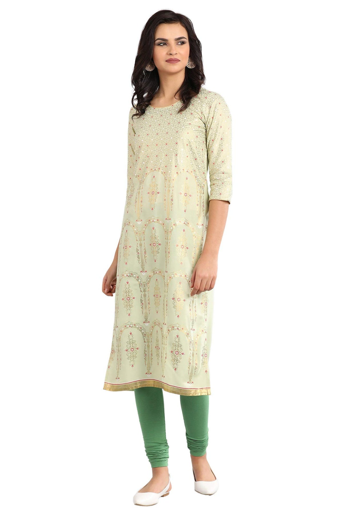 Aurelia WomenS Loose Fit Cotton Churidar Bottom (19Fea60024-600208_Green_Large_Green_L)