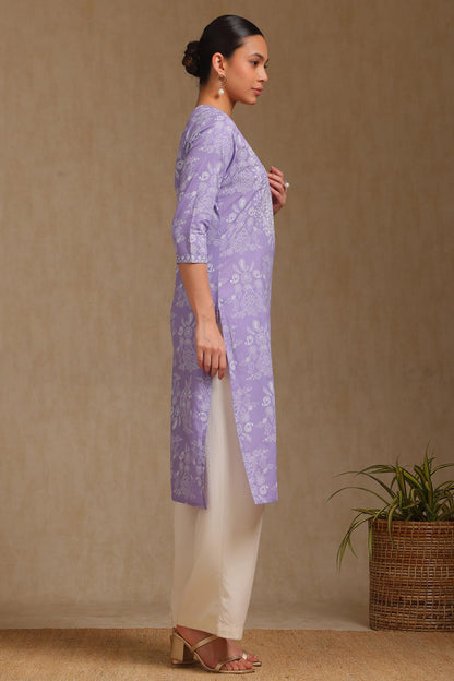 Soch WomenS Pure Cotton Botanical Regular Kurta (Cws5Ku61169_Purple