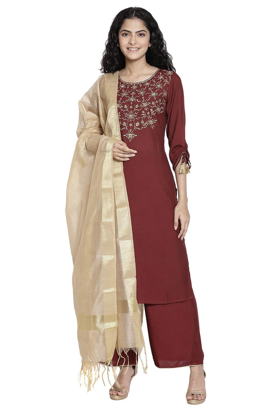 Aurelia Women's Viscose Kurta, Palazzo & Duppata