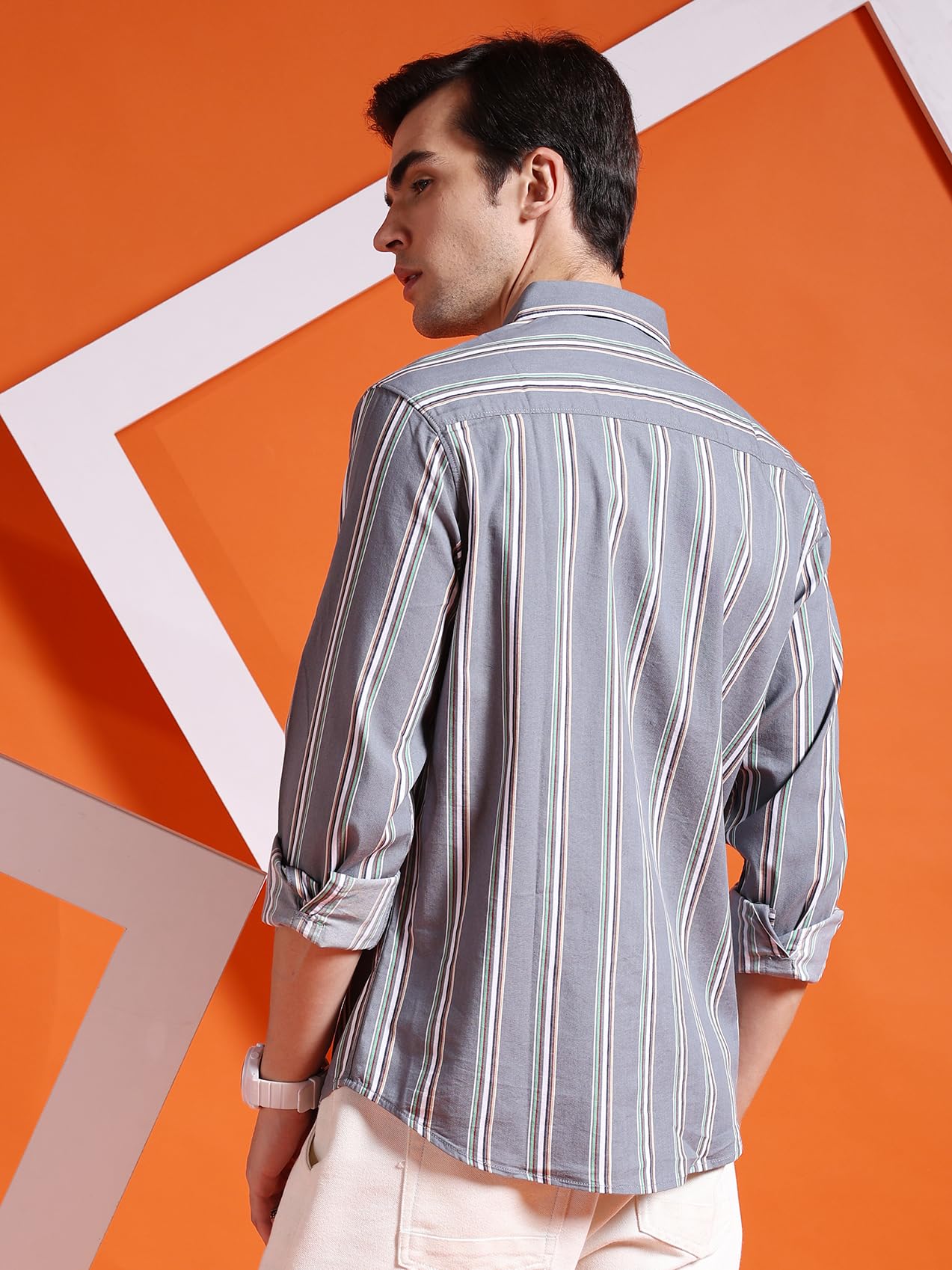 The Indian Garage Co Mens Slim Fit Shirt (0723-SHSTYD-04_Grey