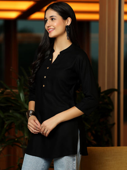 Libas WomenS Viscose Rayon Straight Kurtis (29288I_Black