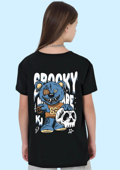 Uniplanet Store GirlS Cotton T-Shirts With Back Spooky Vibes Graphic Prints Round Neck Half Sleeves Regular Fit And Standard Le