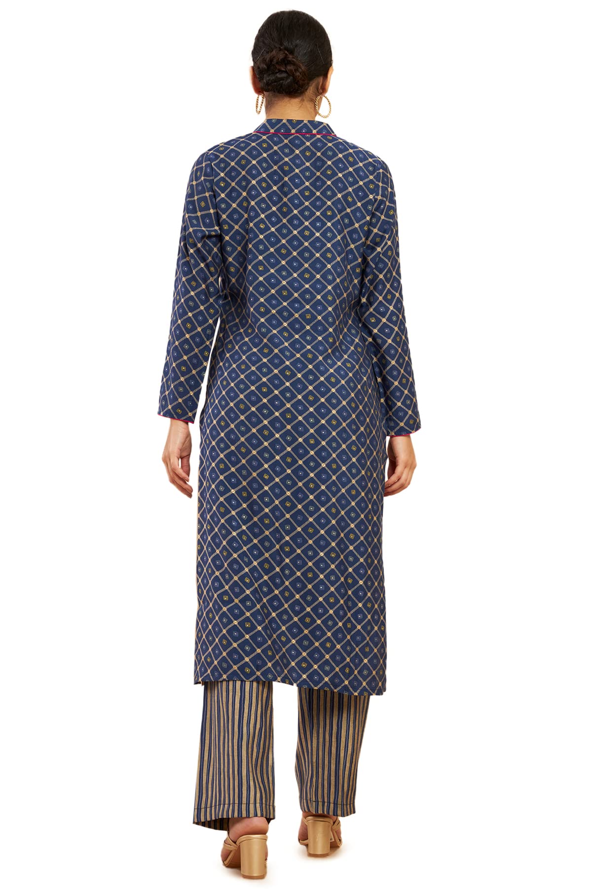 Soch Women Dark Blue Crepe Printed Salwar Suit