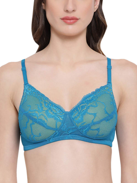 Clovia Womens Cotton Full Cup Padded Non Wired Bra (BR1879P0832C_Blue_32C)