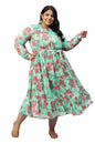 Aurelia Women Electric Green Floral Printed A-Line Dress_22AUA13561P-504518_3XL