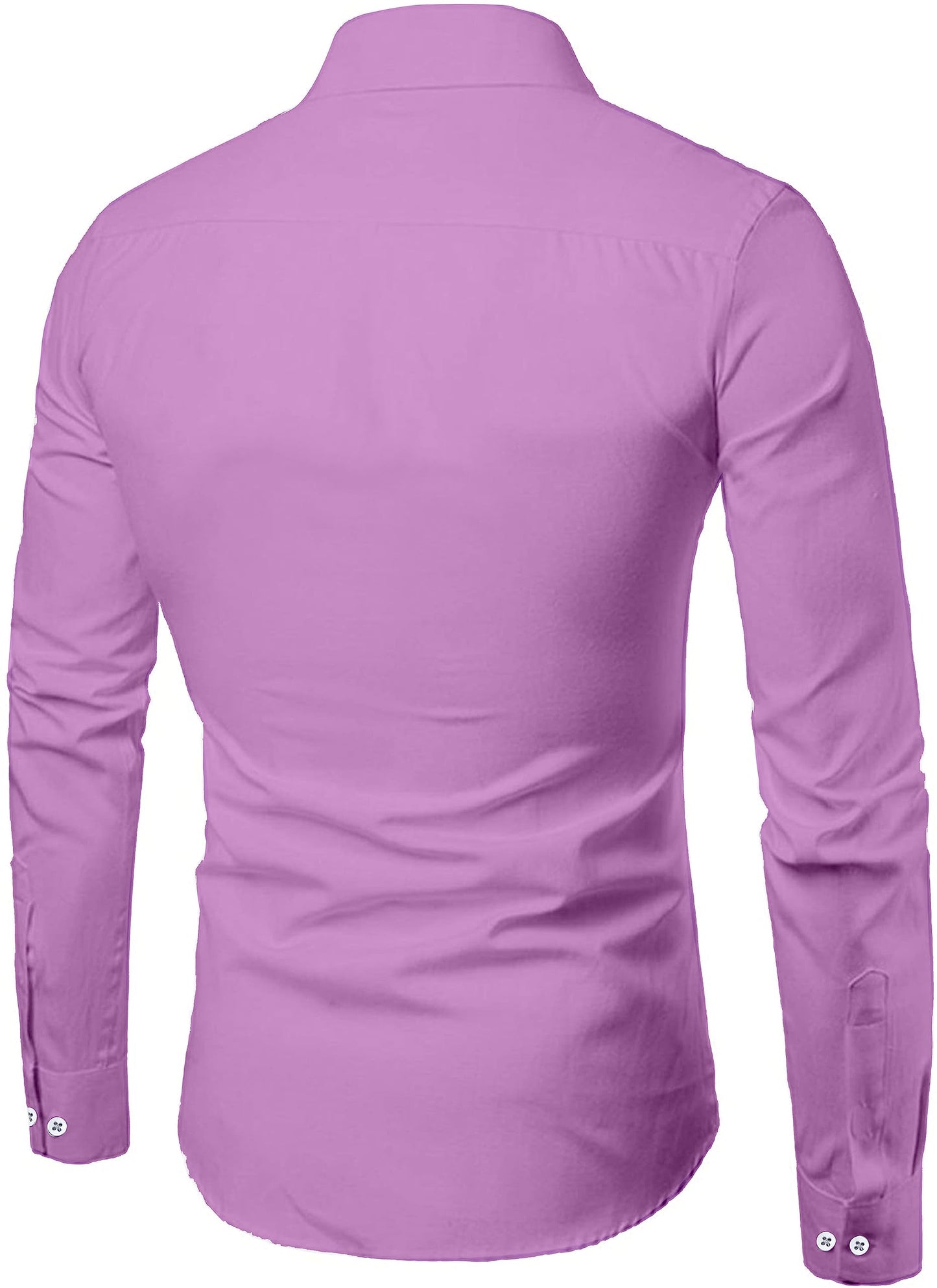 Mildin MenS Regular Cotton Blend Purple Slim Fit Solid Button Down Spread Collar Full Sleeve Curved Hemline Formal Shirt With O