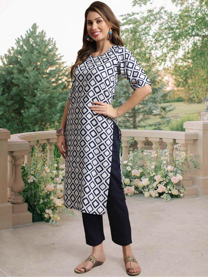 Tee Projekt Crepe Printed Kurti & Pant Set For Women Ethnic Wear Casual Wear Kurta Set