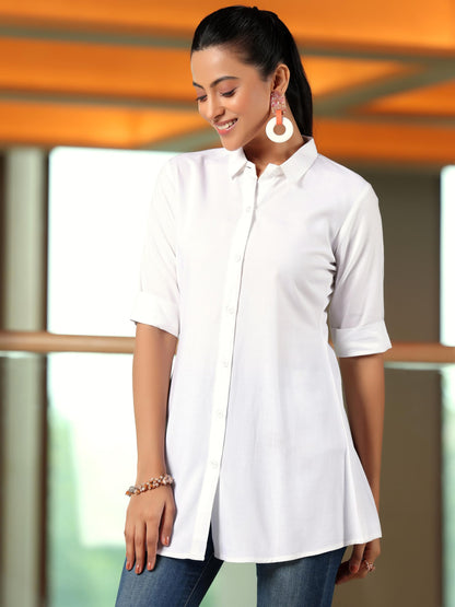 Libas WomenS Viscose Rayon A-Line Kurtis (58218_Off White