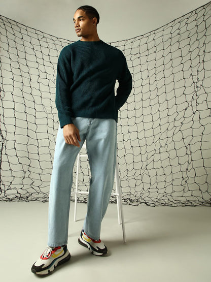 Hubberholme Men Knitted Acrylic Oversized Fit Round Neck Long Sleeve Sweaters
