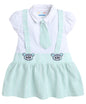 BUMZEE White & Green Girls Cap Sleeves Cotton Frock with Tie Age - 18-24 Months (Peb8109E-wht.grn)