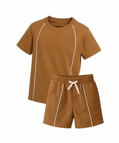 Kyda Kids 100% Pure Cotton Solid Short Sleeve Oversized Tshirt And Shorts Co-Ords Set For Boys(Pack Of 1)