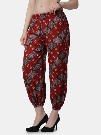 POPWINGS Casual Bagru Printed Joggers for Women || Pull On Joggers for Women || Comfortable Casual Women Joggers for Summer || L