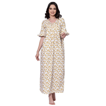 OOMPH! Cotton Blend Nighty for Womens | Night Gown | Nighty | Nightdress | Maxi Dress | Sleepwear | Gown for Women | Nighties |