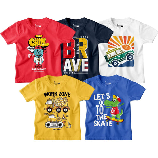 Bon Organik Boys Regular Fit T-Shirt (BON15057_Multi