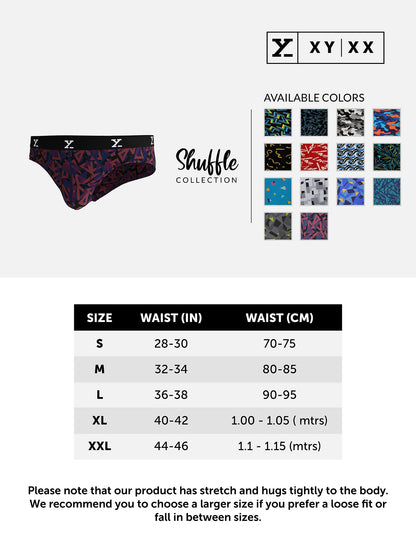XYXX Mens Modal Slim Geometric Briefs (Pack of 2) (XY_R5_BRF_02 Blue + Prism Grey