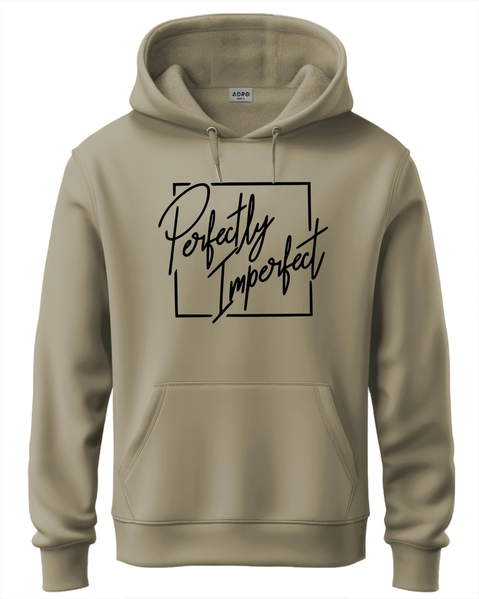 ADRO Mens Cotton Neck Hooded Sweatshirt (H24-FECT-BE_Beige