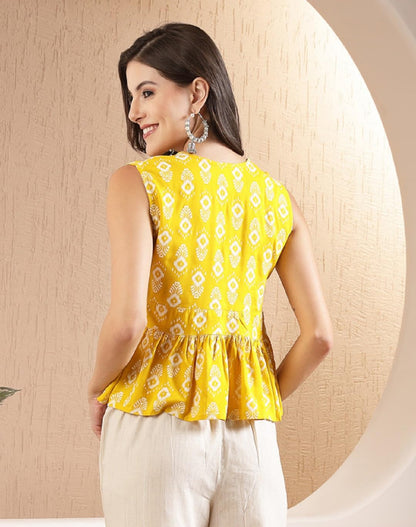 Stylum Womens Ikat Printed Rayon Peplum Top