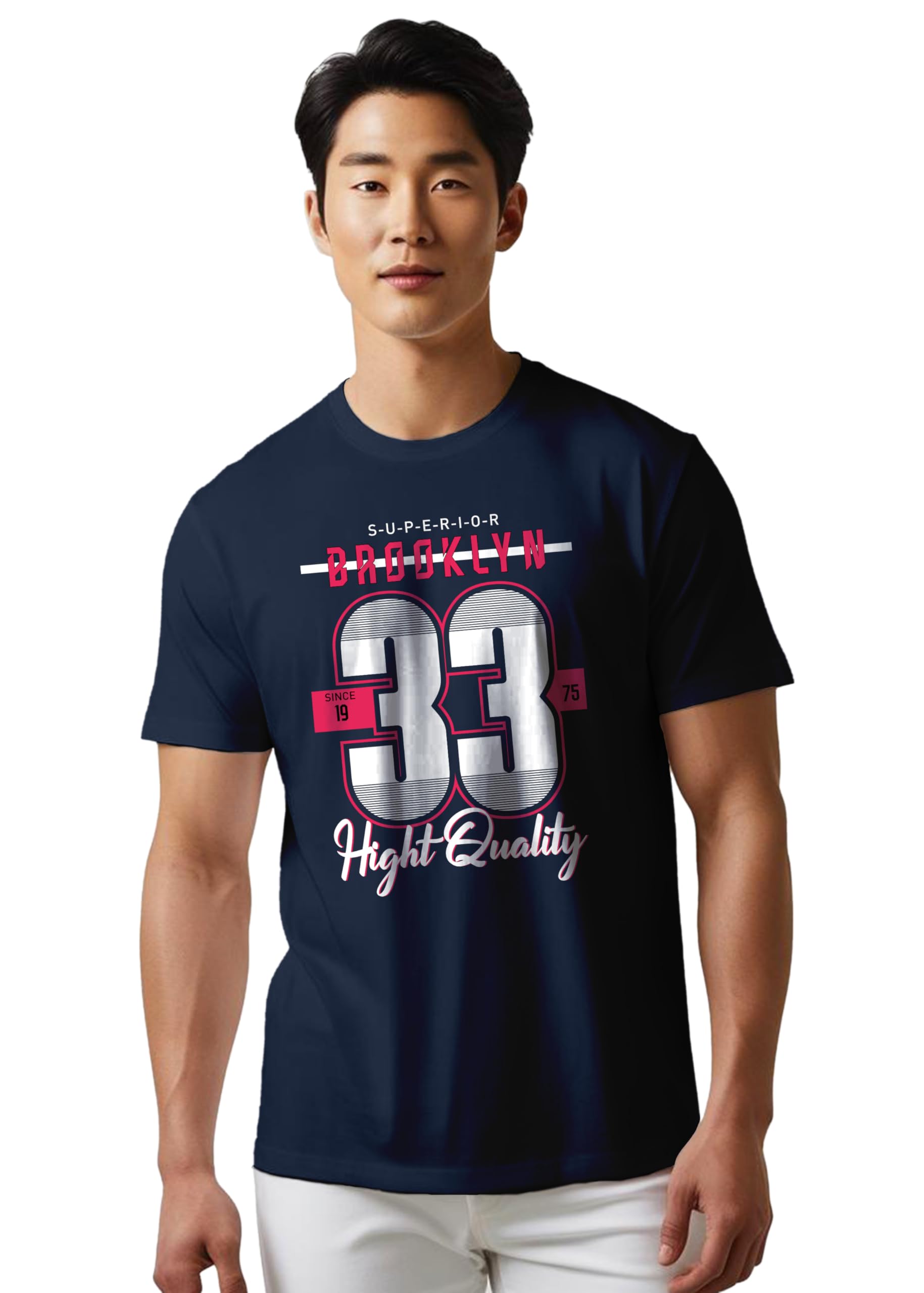 Peppyzone Mens Regular Fit T-Shirt (PZ-N-8372_Navy Blue3
