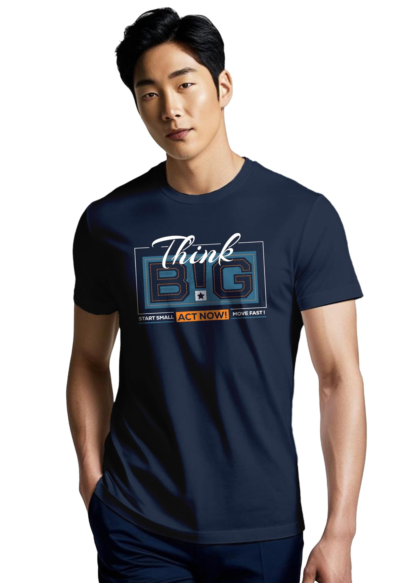 Peppyzone Mens Regular Fit T-Shirt (RT-Trendy 61-65_Navy Blue