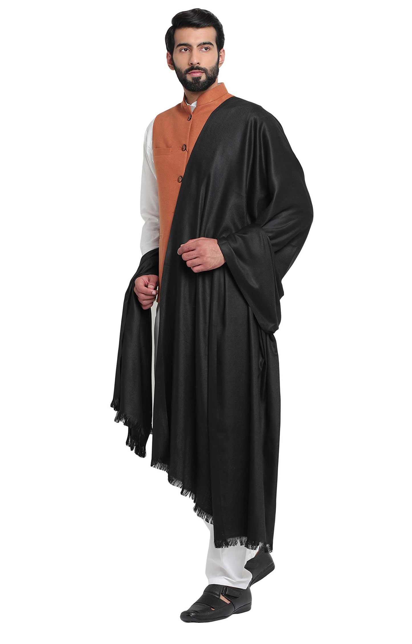 Weavers Villa Mens Plain Woollen Dhariwal Lohi/Shawl, 125cm x 250cm