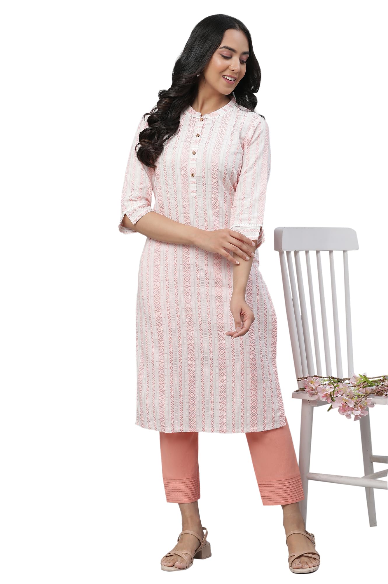 Aurelia Women Cotton Kurta 23AUA14474-704541-Peach-XS Coral