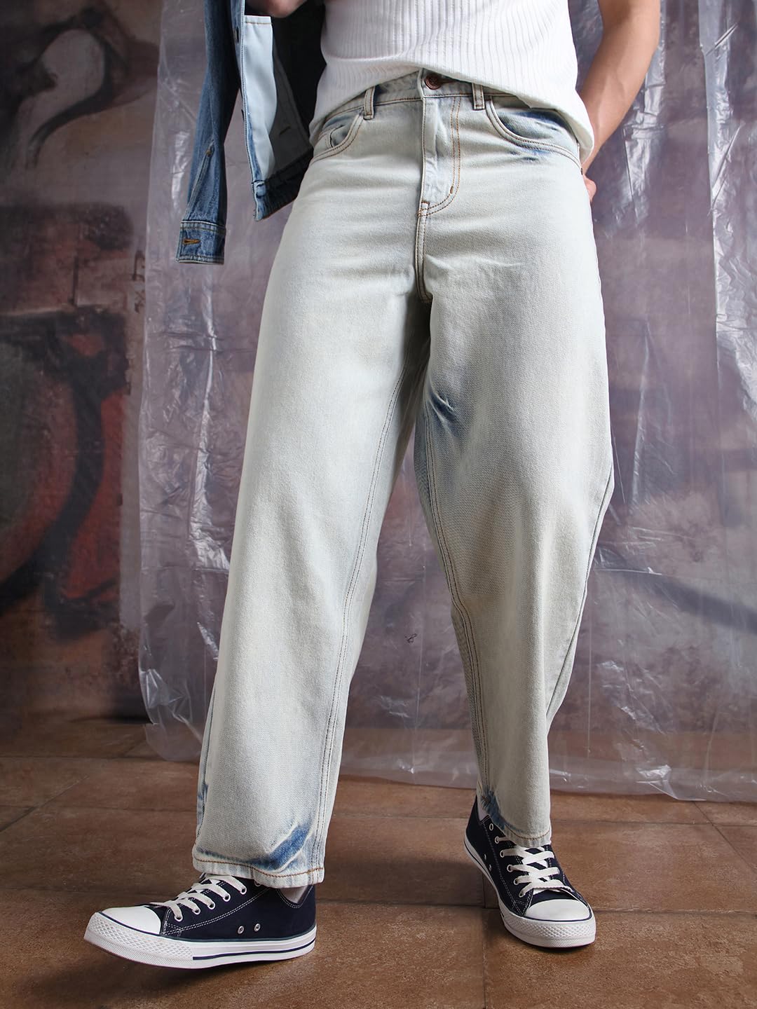 Hubberholme Men Cotton Washed Baggy Mid-Rise Jeans 13
