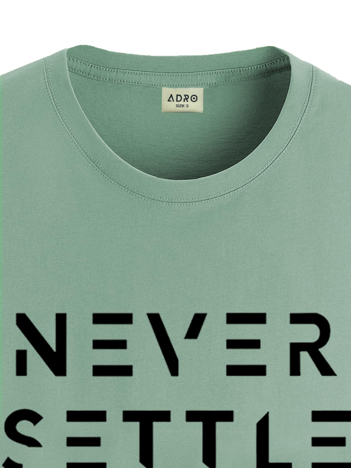 ADRO Mens Never Settle Cotton T-Shirt (RN22-03-SET-PT_Pista)