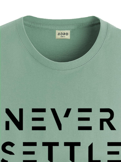 ADRO Mens Never Settle Cotton T-Shirt (RN22-03-SET-PT_Pista)