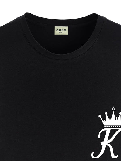 ADRO T-Shirts for MenChest Printed T-Shirt for MenCotton Tshirt for Men|RN24-STICK-KK-BL