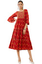 Soch Women Red Rayon Embroidery Kurta