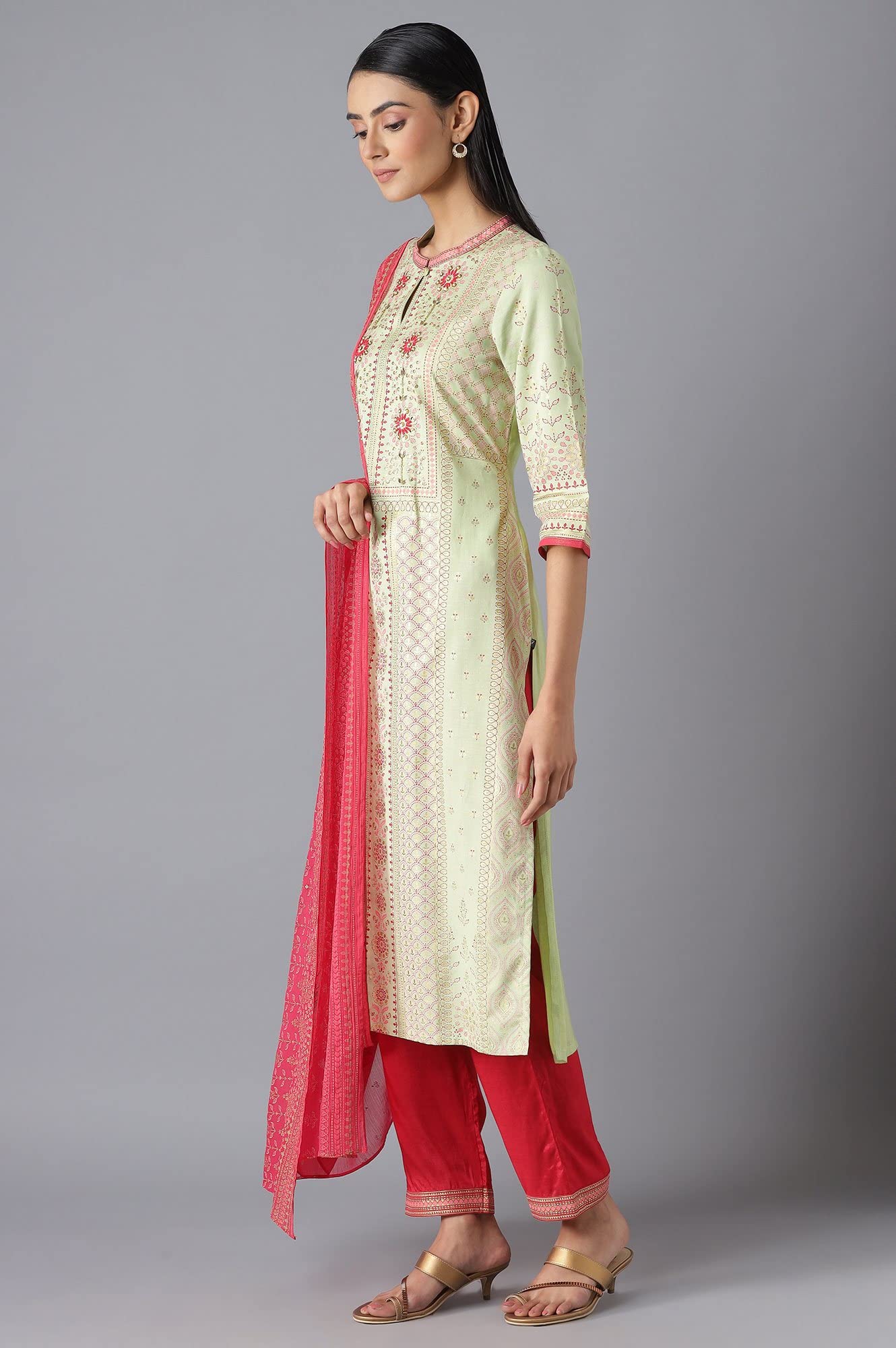 Aurelia Women's Rayon Kurta, Trouser & Dupatta