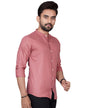 Besix MenS Cotton Solid Shirt With Mandarin Collared Full Sleeve Button Closure Curved Hem Straight Length And One Pocket | Mdr