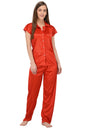 Fabme WomenS Plain Satin Night Suit (Shirt And Pyjama) (Black) (Size - Xx-Large || Bust 42)