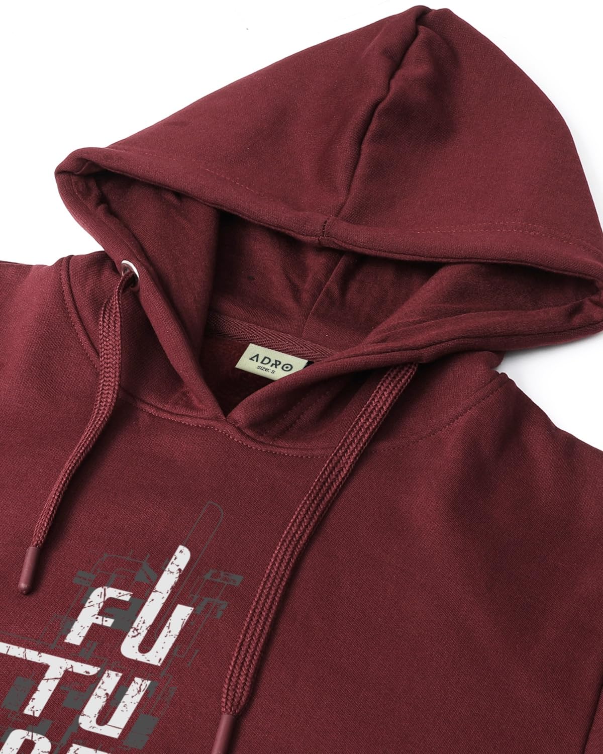 ADRO Men's Cotton Blend Neck Hooded Sweatshirt (H24-FTR-MR)