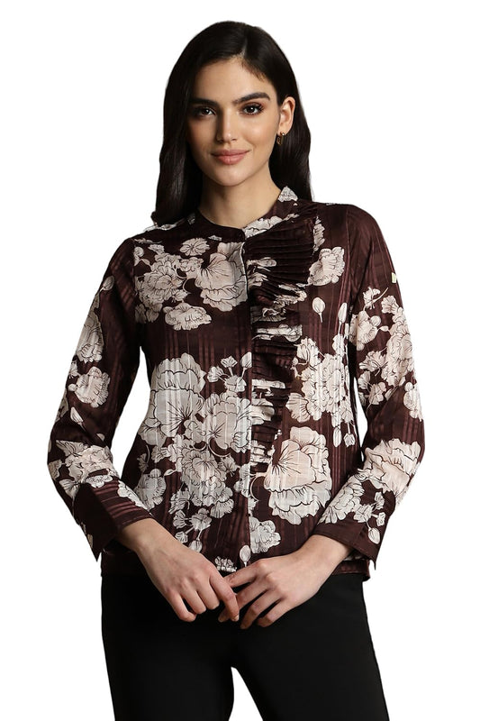 Allen Solly Women Printed Casual Cotton Full Sleeve Stretch Shrug