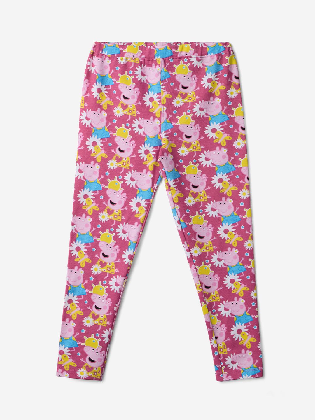 The Souled Store Peppa Pig: Pinky Pig Girls Pull On Pink All Over Printed Regular Fit Cotton Leggings (2-8 Yrs)