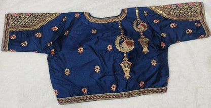 Pujia Mills WomenS Indian Ethnic Designer Codding With Zari Embroidery Copper Sequence Work Round Neck Half Sleeve Readymade Wo