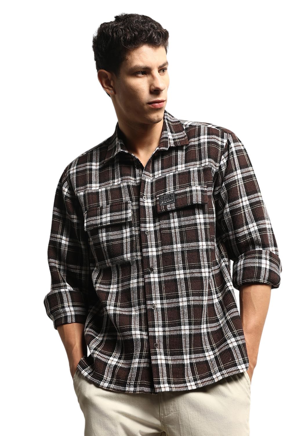 Hubberholme Men Summer Cotton Spread Collar Long Sleeves Oversized Casual Shirt 31