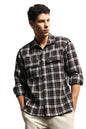 Hubberholme Men Summer Cotton Spread Collar Long Sleeves Oversized Casual Shirt 31